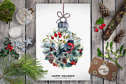 Mr.Bullfinch Watercolor ClipArt Xmas, a Decorative Illustration by Inna Sinano (Thumbnail 8 of 12)