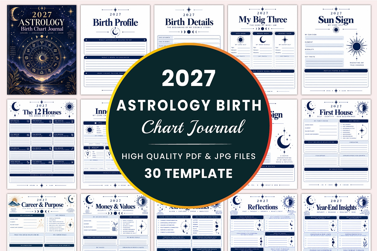 2027 Astrology Birth Chart Journal, a Stationery Template by Shumaya (Photo 1 of 4)