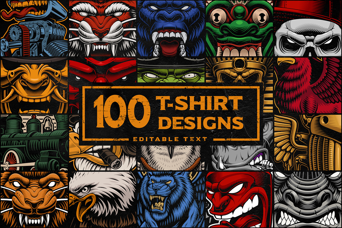 100 T-shirt Designs Bundle, an Illustration by Harry Kasyanov