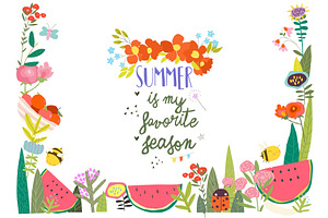 Cute Cartoon Frame with Watermelon, an Object Illustration by Maria Starus