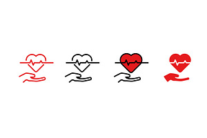 Icon set showing heart health, an Object Illustration by skripnikbb