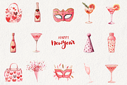 Whimsical New Year's Eve Clipart, an Illustration by NadiaTheronArt (Thumbnail 2 of 5)