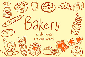 Bakery and Bread line art, a Food Illustration by Carpet Tapete Pretzel