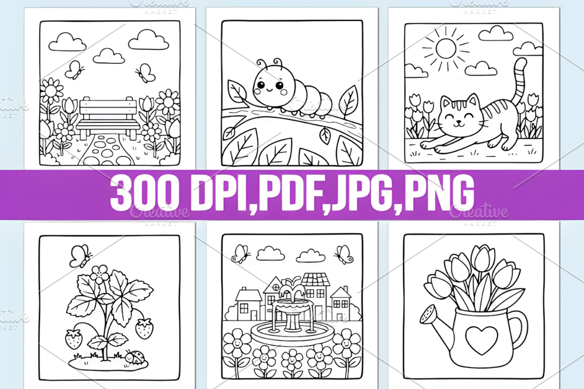 BOLD and EASY SPRING COLORING BOOK, a Decorative Illustration by Ink ...