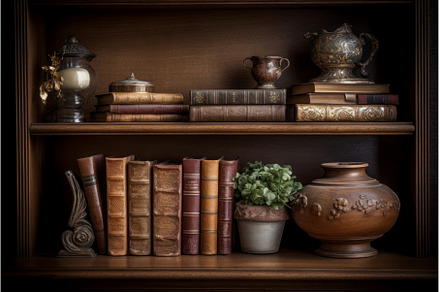 Antique bookshelf background studio, a School & Education Photo by Ylivdesign