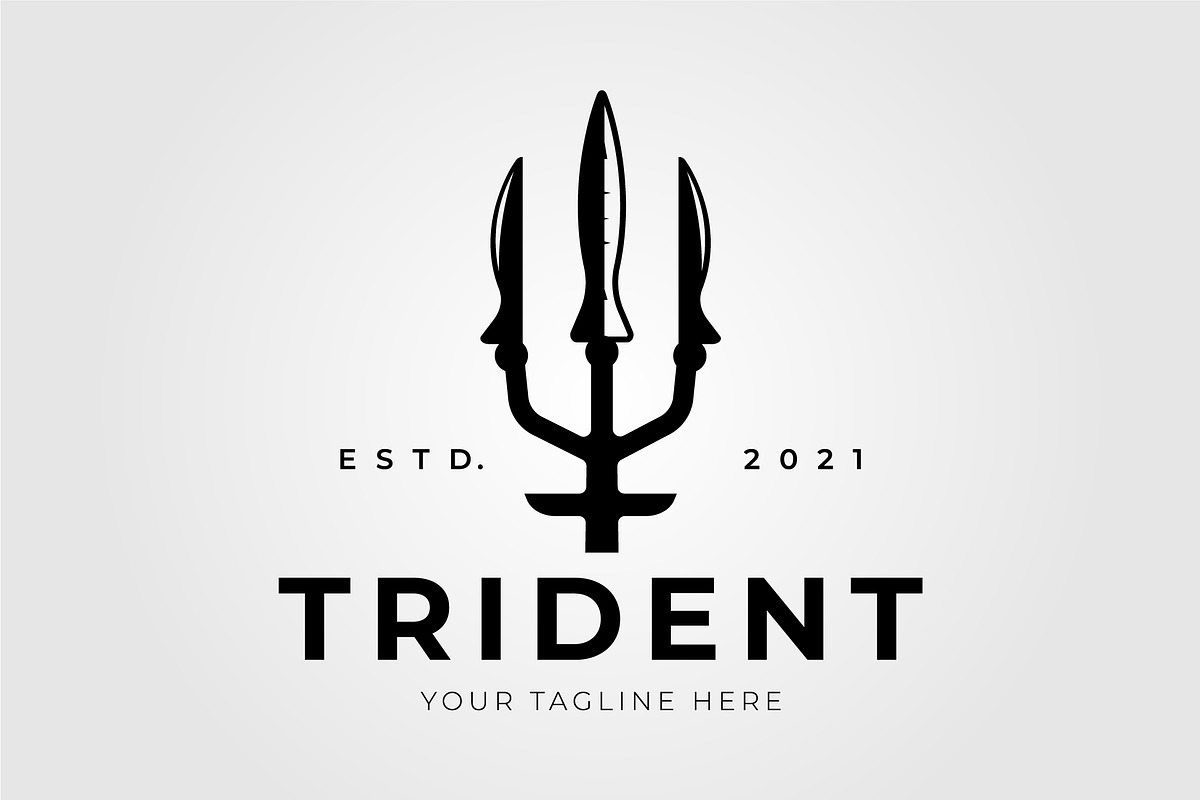 trident poseidon spear isolated logo, an Illustration by Rizkaarishandy_shop