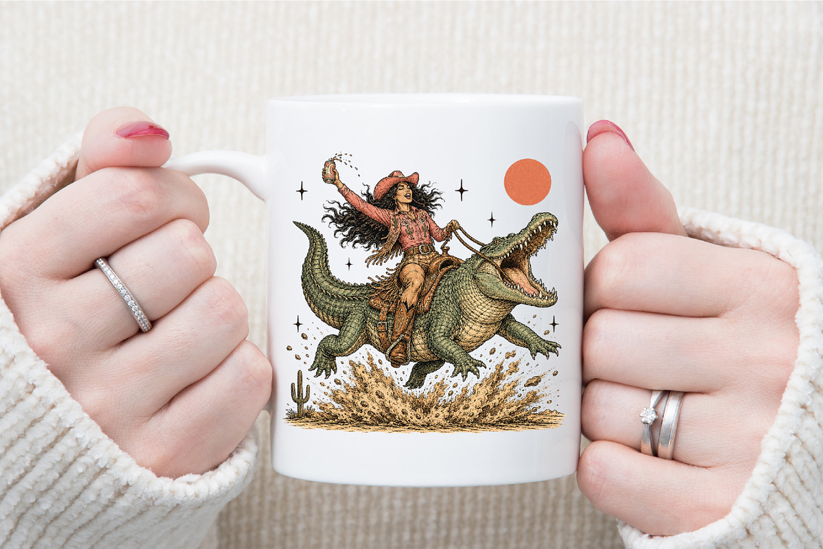 Cowgirl Crocodile Rider PNG, an Object Illustration by Sublimation Artist (Photo 7 of 9)