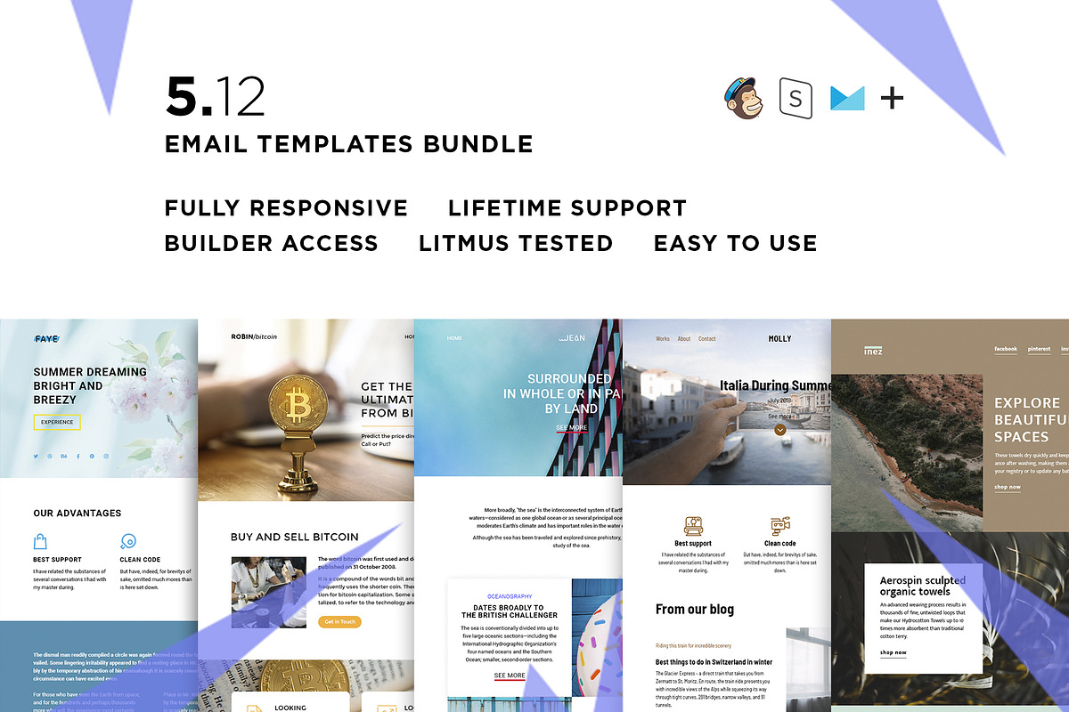 5 Email templates bundle XII, an Email Template by ThemesCode