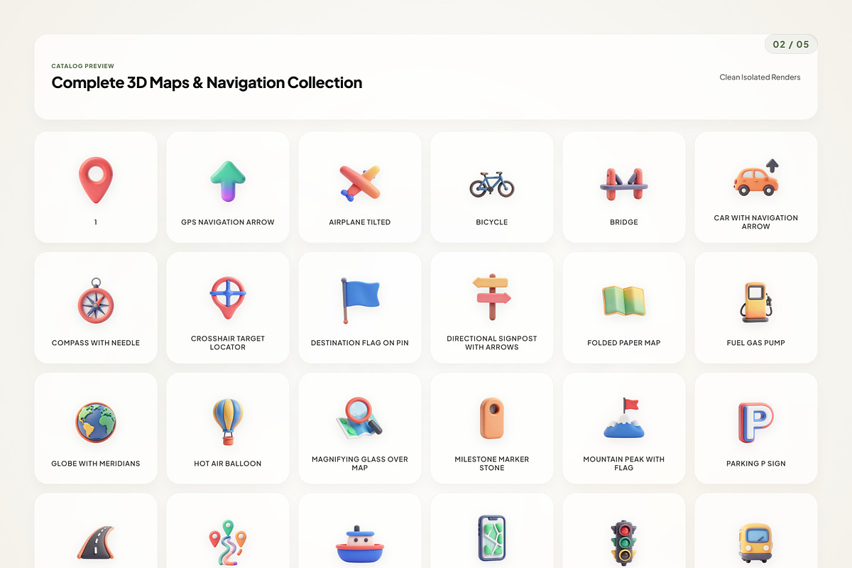 3D Map & Navigation Icons, an Emoji Icon by River Visual (Photo 2 of 5)