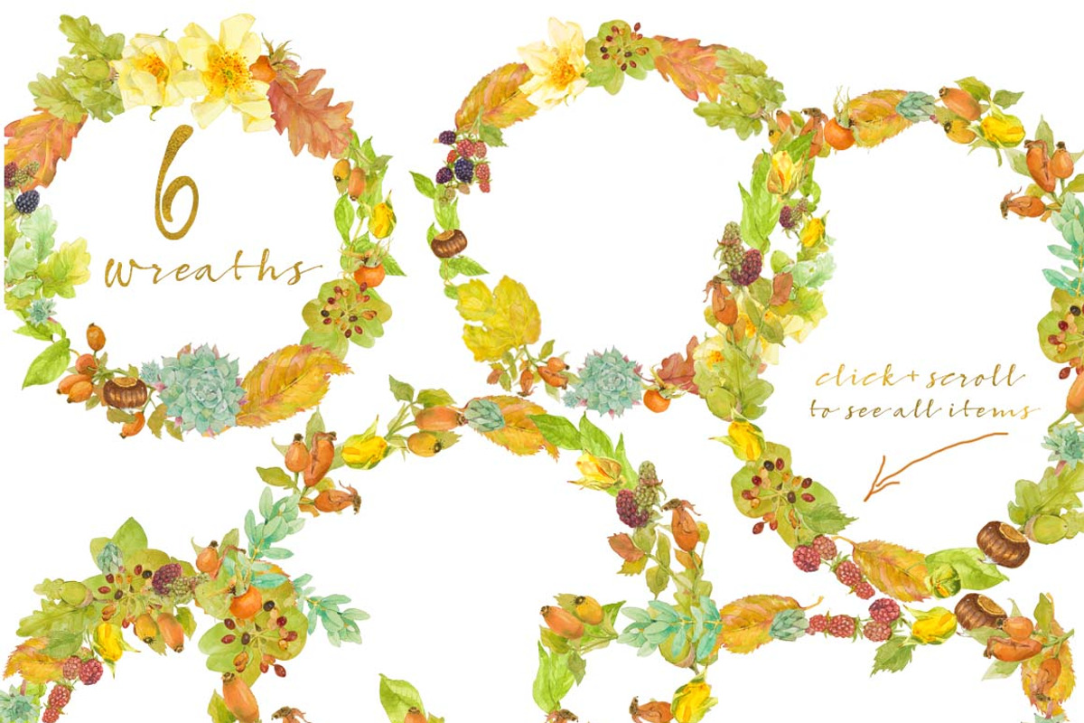 0406 Roses&Succulents&Fall Leaves, a Work Illustration by watercolorwild.graphics (Photo 8 of 10)