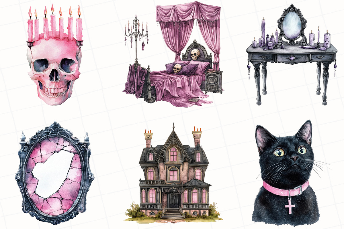 Pastel Gothic Halloween Clipart, an Illustration by OK Design (Photo 3 of 5)
