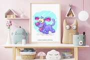 Blue puppy walking. Tshirt, PNG., an Animal Illustration by KENO Mascots (Thumbnail 3 of 4)