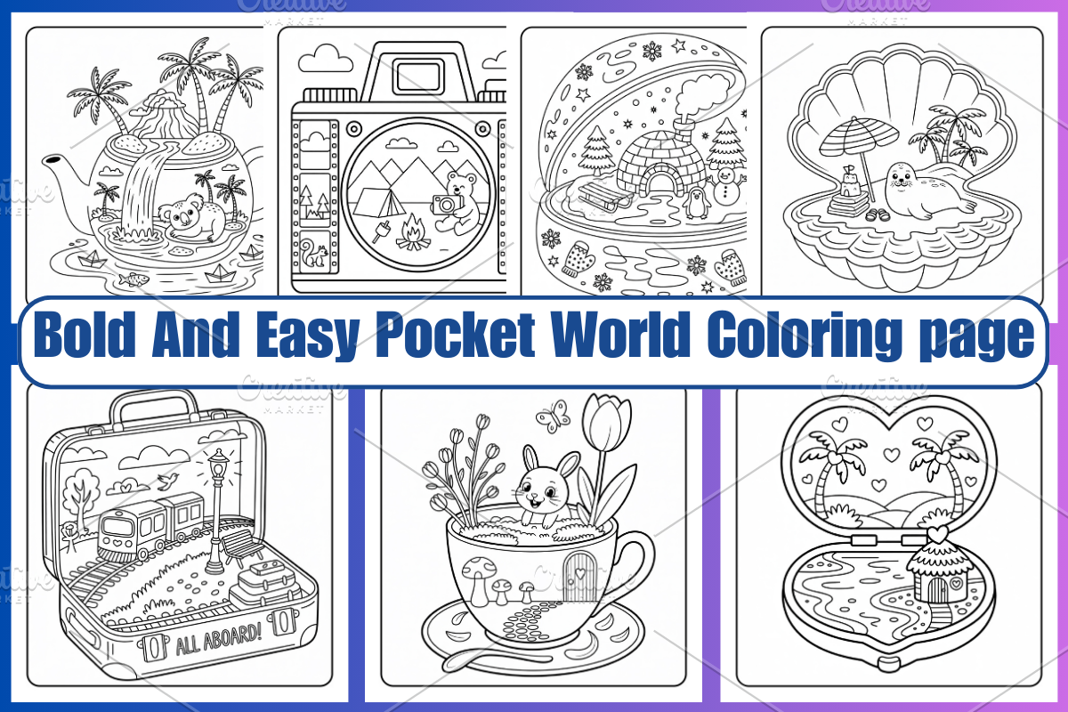 Pocket World Coloring Pages Vol-02, a Decorative Illustration by Coco Bloom (Photo 1 of 3)