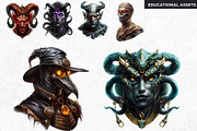 Demonic portraits clipart set, a Person Illustration by ThatsDesignArt (Thumbnail 4 of 10)
