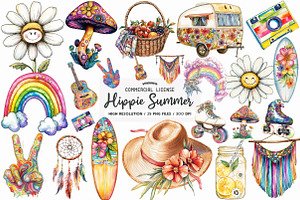 Hippie Summer Sublimation Clipart, an Illustration by SinaCreation