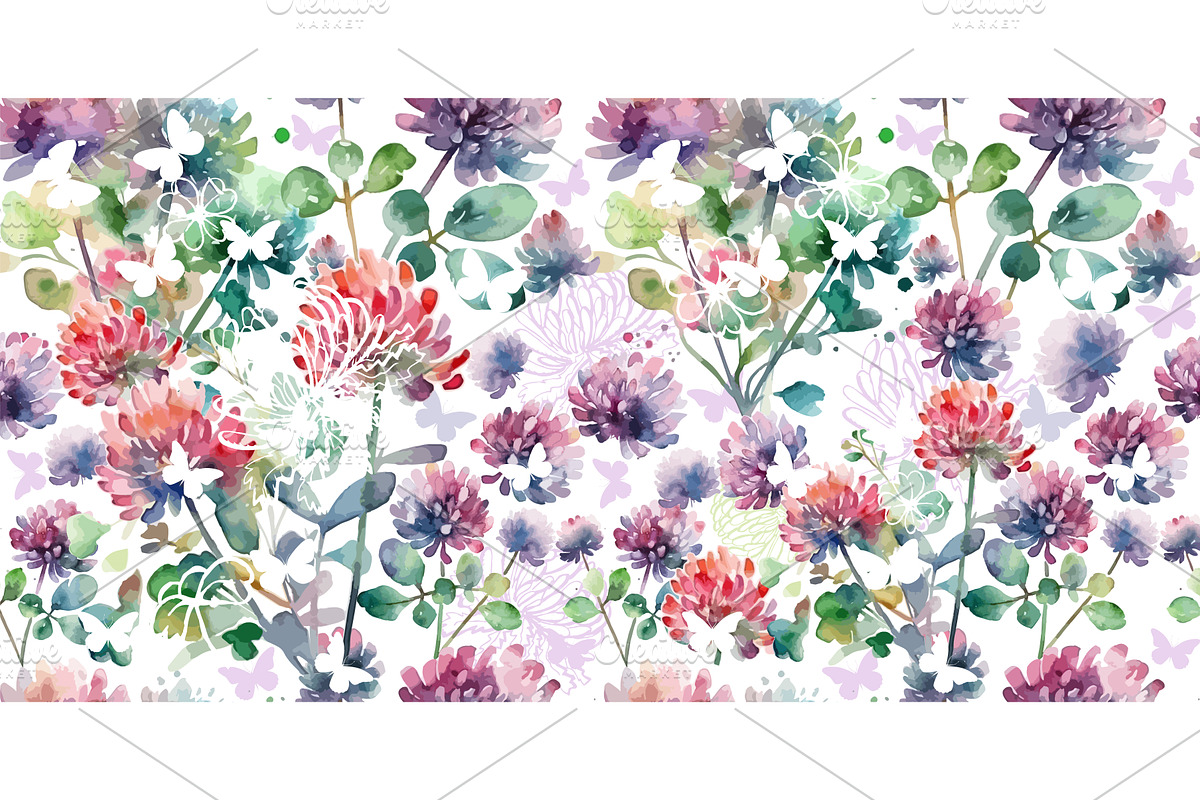 Seamless watercolor pattern with, an Object Illustration by Nenahliadava Design