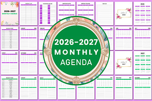 2026-2027 Monthly Agenda KDP, a Stationery Template by Shumaya