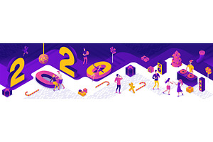 New year party 3d isometric
