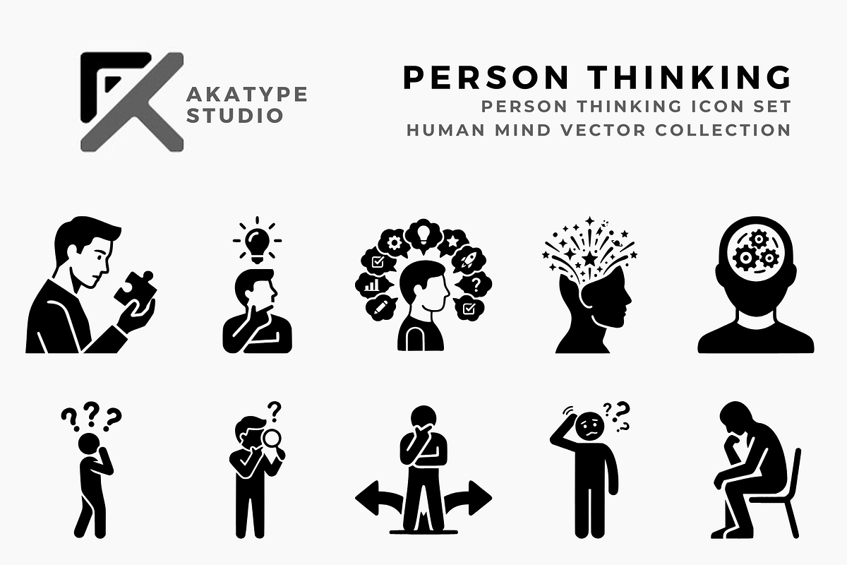 Person Thinking Icon, a Solid Icon by Akatype Studio (Photo 1 of 3)