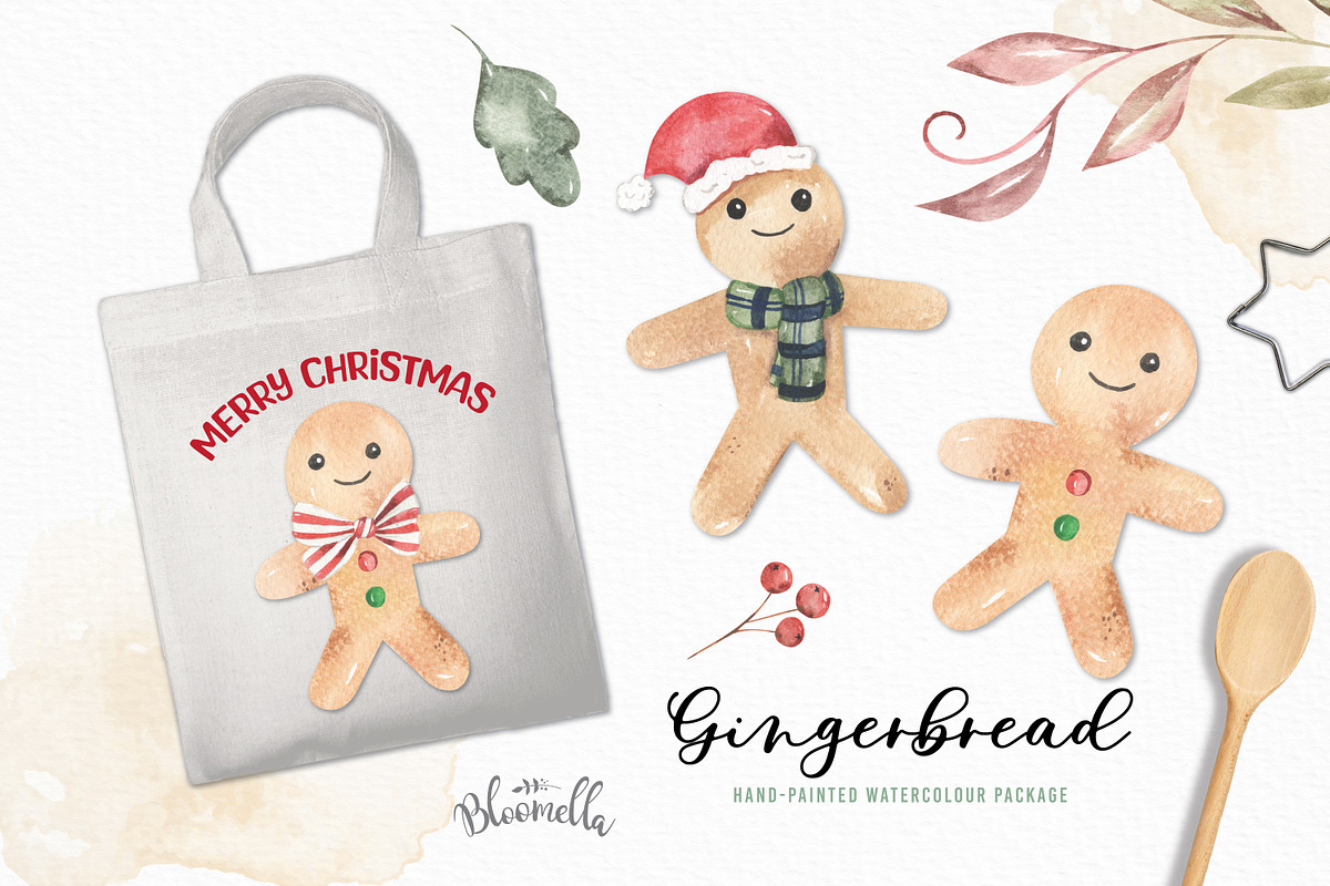 Gingerbread Men 40 Watercolour Set, an Object Graphic by Bloomella (Photo 5 of 6)