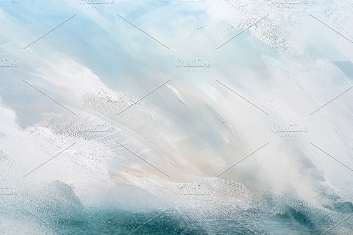 Abstract painting creating a serene sky and clouds landscape wit, a Decorative Illustration by Studio ANNA