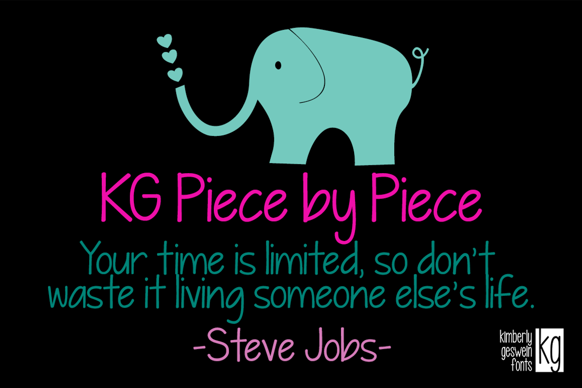 KG Piece by Piece, a Font by Kimberly Geswein Fonts