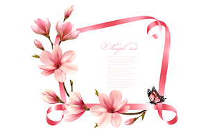 Pink Magnolia And Ribbon