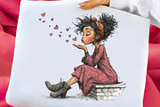 Whimsical Valentine Girl Clipart, an Illustration by Libby Wishes (Thumbnail 6 of 8)