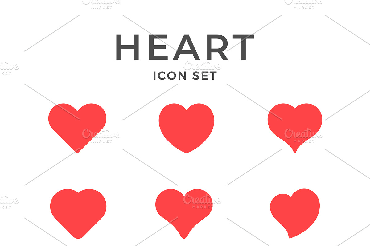 Set red icons of heart, a Solid Icon by motorama (Photo 1 of 2)