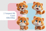 Set of 3d Cartoon Orange Kittens PNG, an Animal Illustration by Ocean Digital Art (Thumbnail 2 of 2)