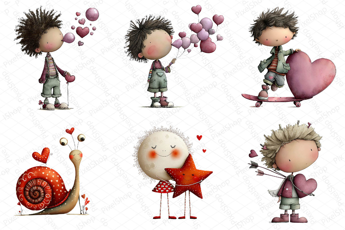Quirky Valentine Boy Clipart, an Illustration by DreamPrint404 (Photo 5 of 6)