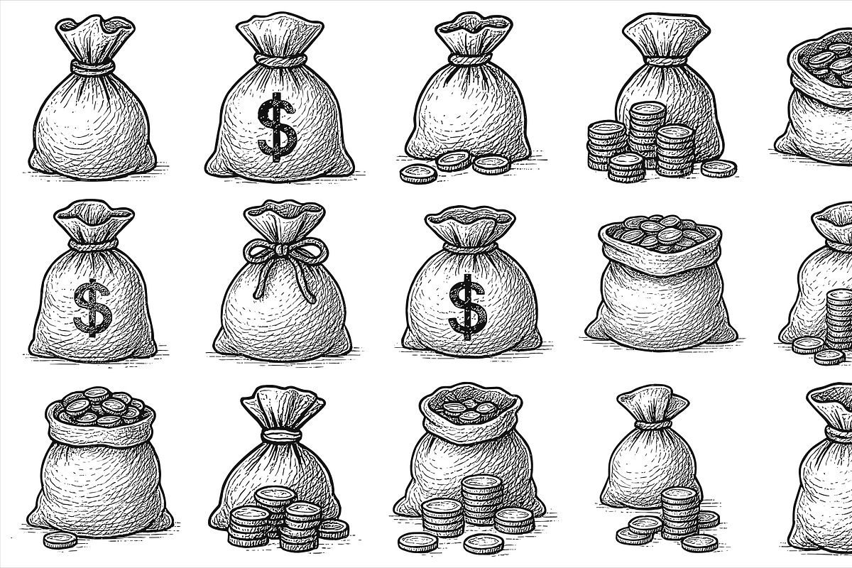 Money Bag Set, an Object Graphic by nikagraphic