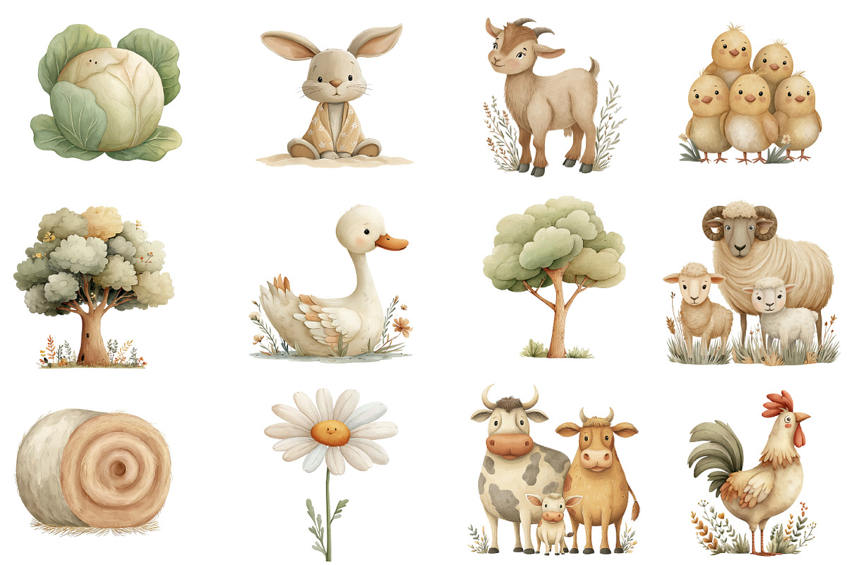 Family Farm animals baby collection, an Illustration by DreamCafeArt (Photo 5 of 8)