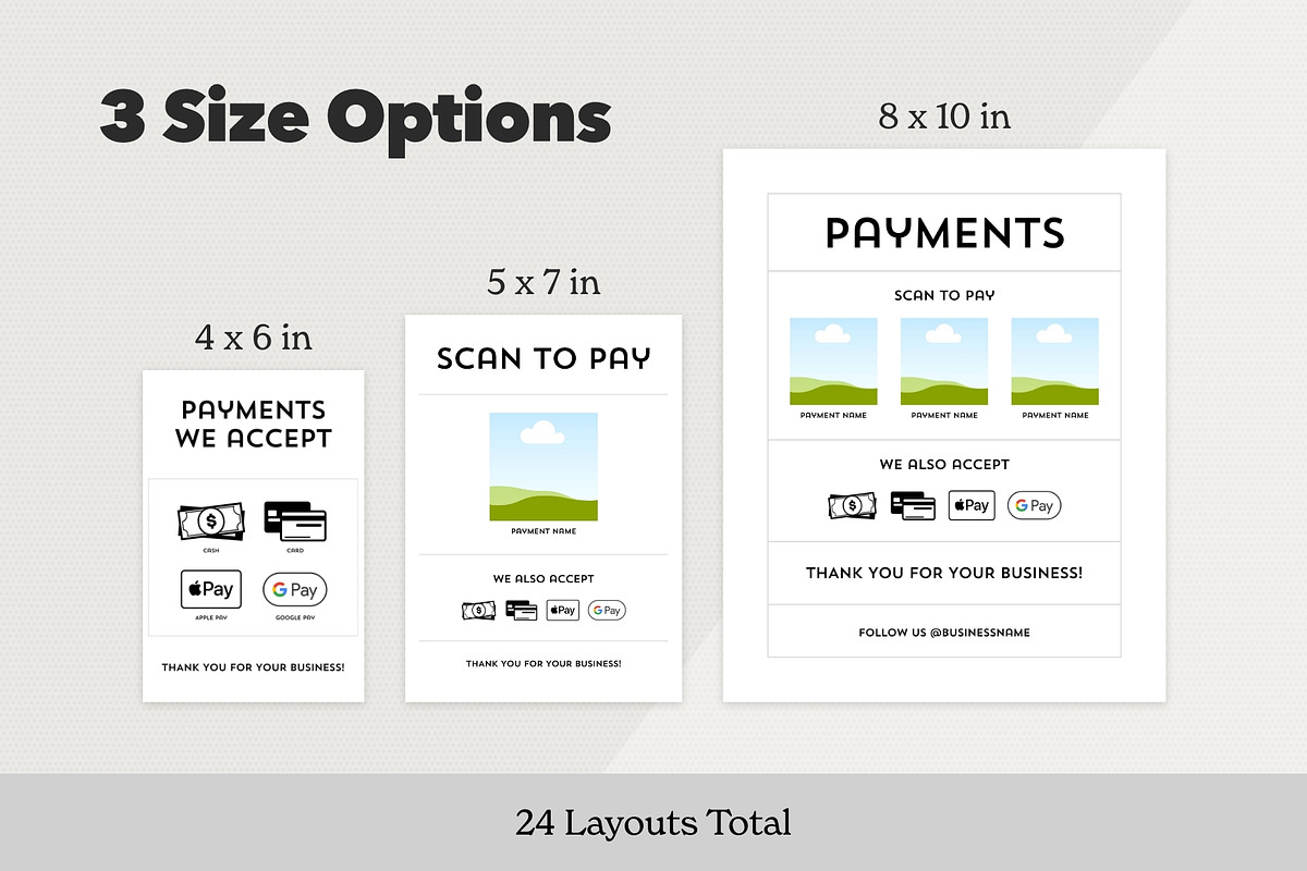 Scan to Pay Sign Package for Canva, a Flyer Template by Dandymark (Photo 4 of 8)