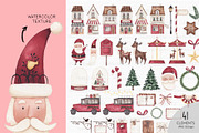 Christmas Village watercolor set, a Decorative Illustration by Estudio 812 (Thumbnail 3 of 10)