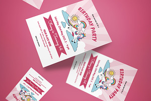 Pink Unicorn Birthday Invitation