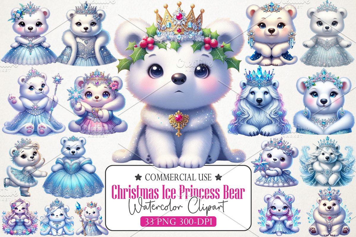 Christmas Ice Princess Polar Bear, an Illustration by RobertsArt (Photo 1 of 5)