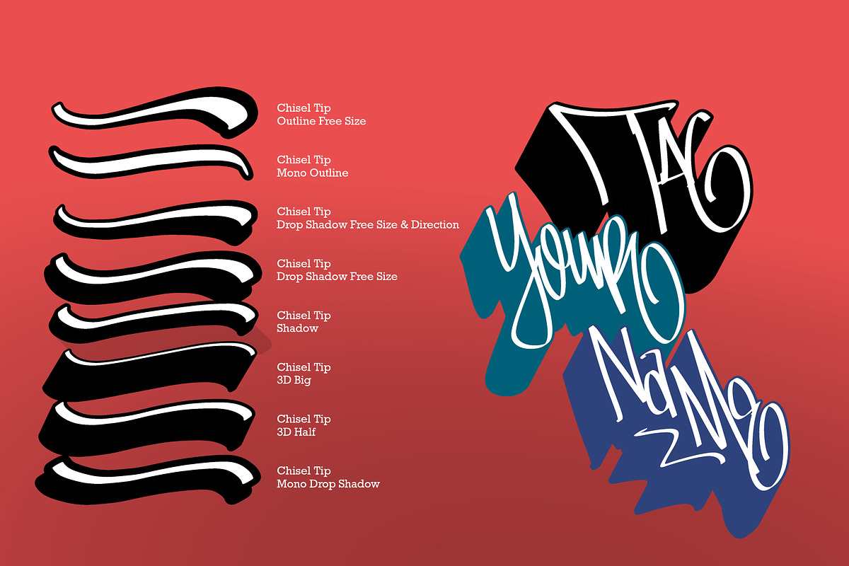 3D Lettering & Outline brush pack, a Brush Add-On by Bakeroner (Photo 4 of 9)
