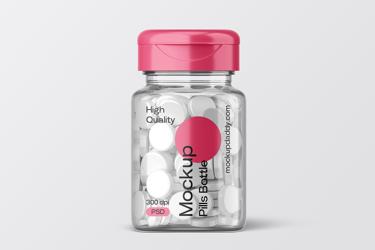 Mini Pill Bottle Mockup with Cap, a Cups & Container Mockup by Mockupdaddy (Photo 7 of 27)