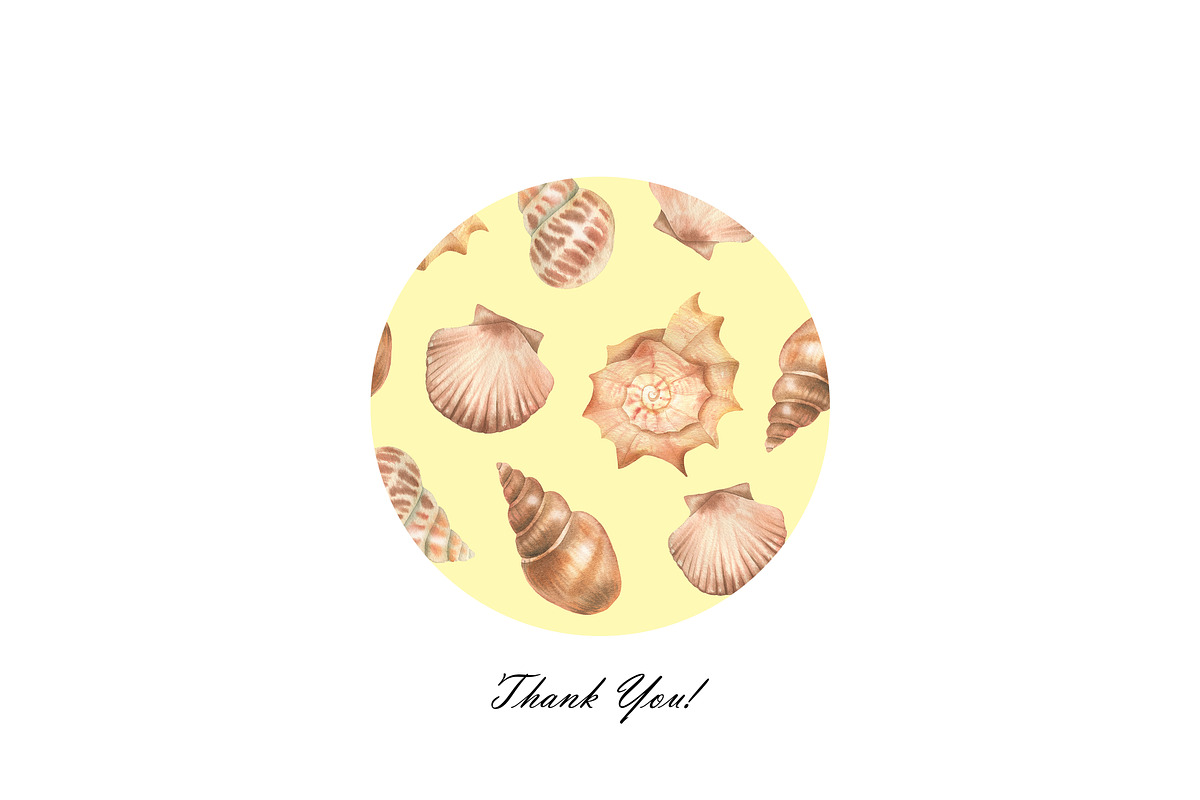 Watercolor Seashell Seamless Pattern, an Illustration by OlDm_Shop (Photo 10 of 10)