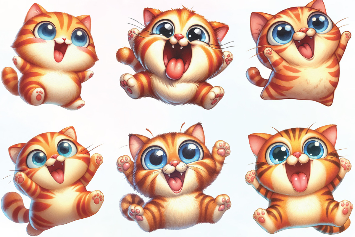 Funny Quirky Cats Clipart, an Icon by CraftArtStudio (Photo 2 of 6)