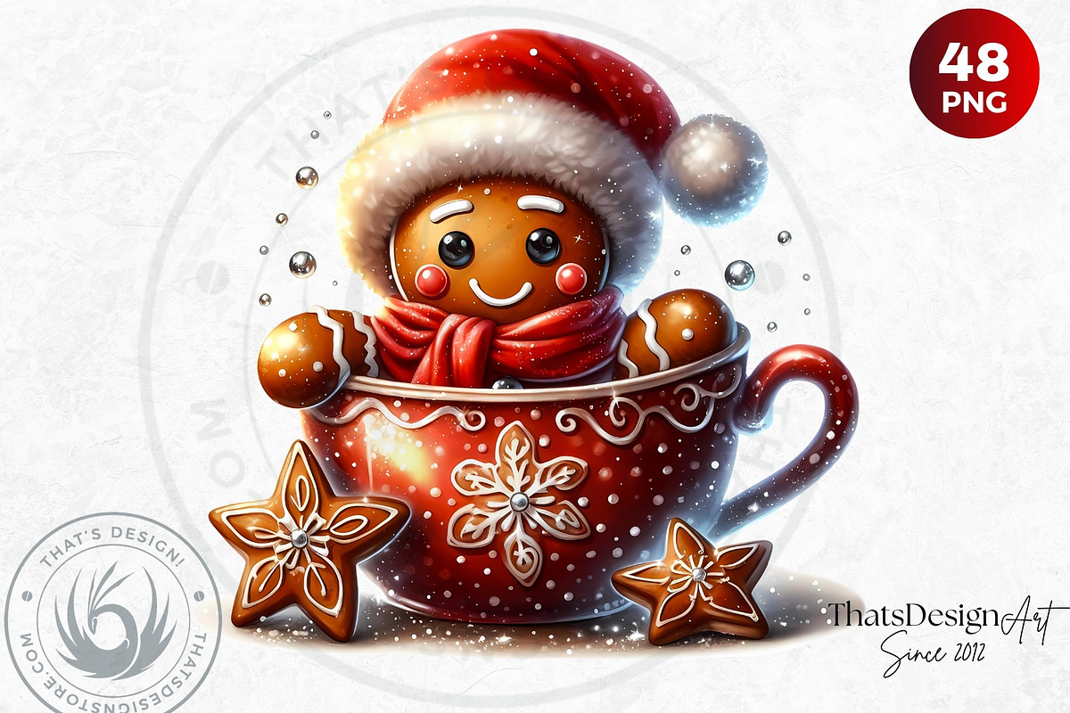 Christmas Gingerbread man cliparts, a Seasonal Illustration by ThatsDesignArt (Photo 10 of 10)