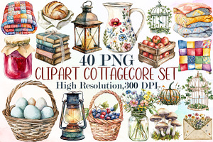 Watercolor Clipart Cottagecore Set, an Illustration by Sublimation Artist