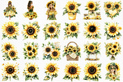 Watercolor Sunflower Summer Clipart, an Illustration by Craft Nest (Thumbnail 6 of 12)
