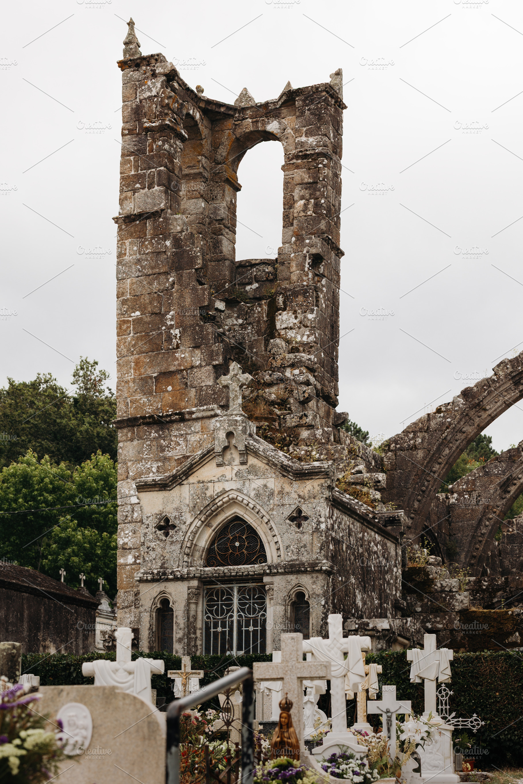 Medieval church ruins with an ancien, an Architecture Photo by Perpis