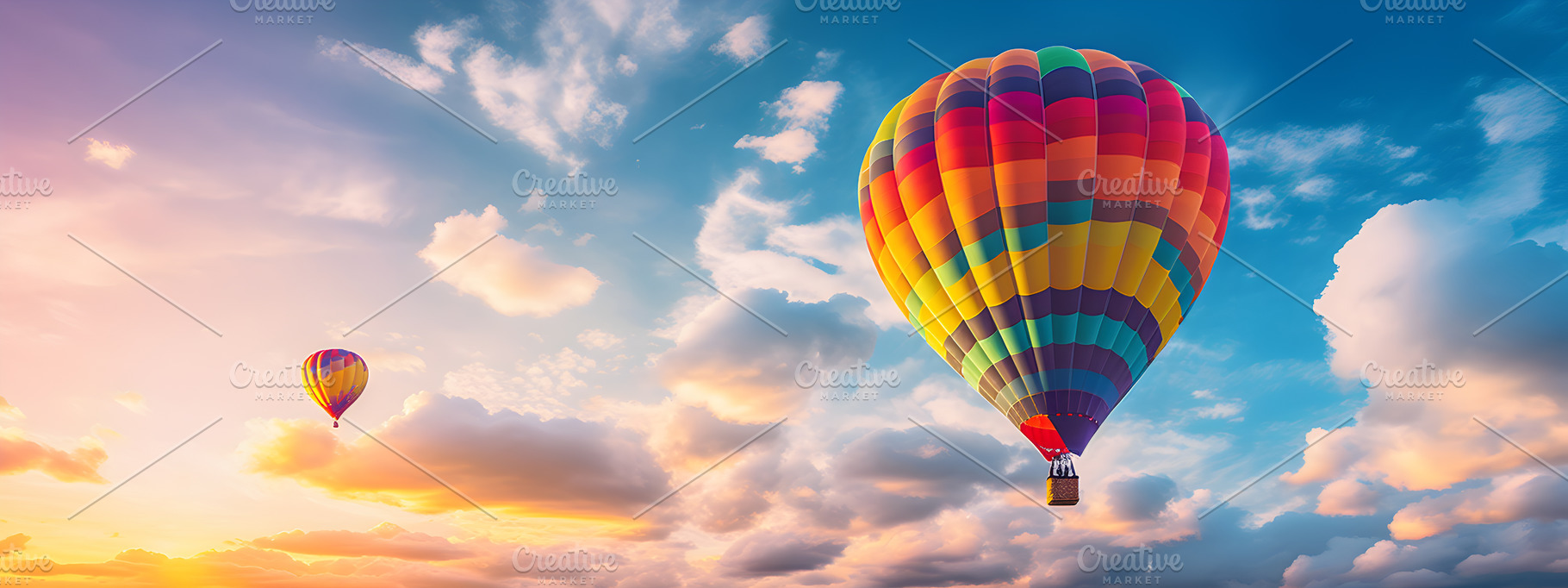 hot air balloons up in the blue sky,, a Transportation Photo by AvalgaCollectiblesan