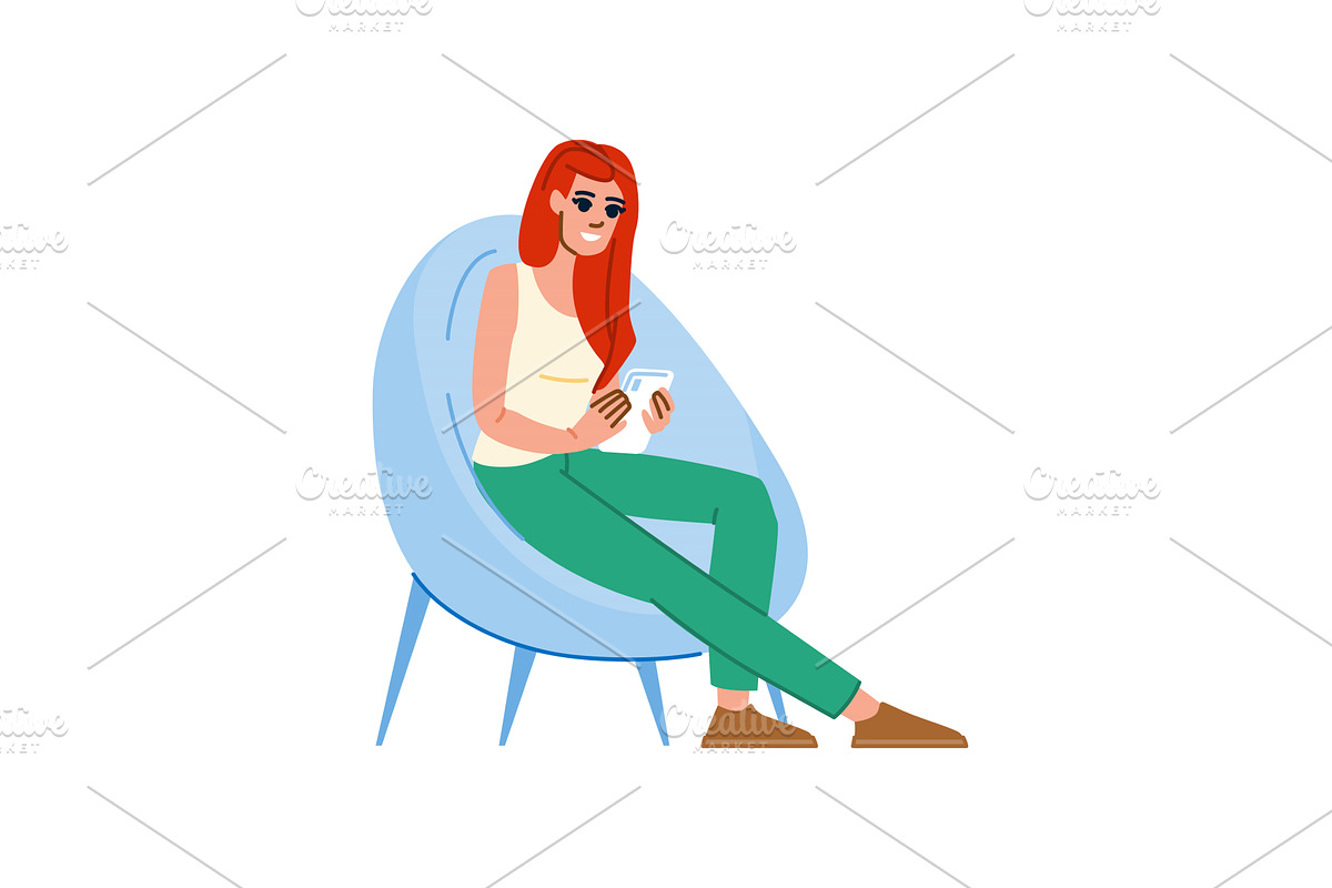 Young woman using mobile phone while, a Technology Illustration by pikepicture