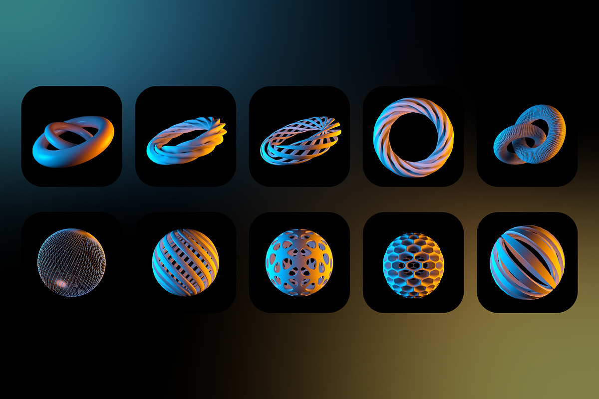 Dual color 3d Shapes set, an Object Graphic by JkAnubis