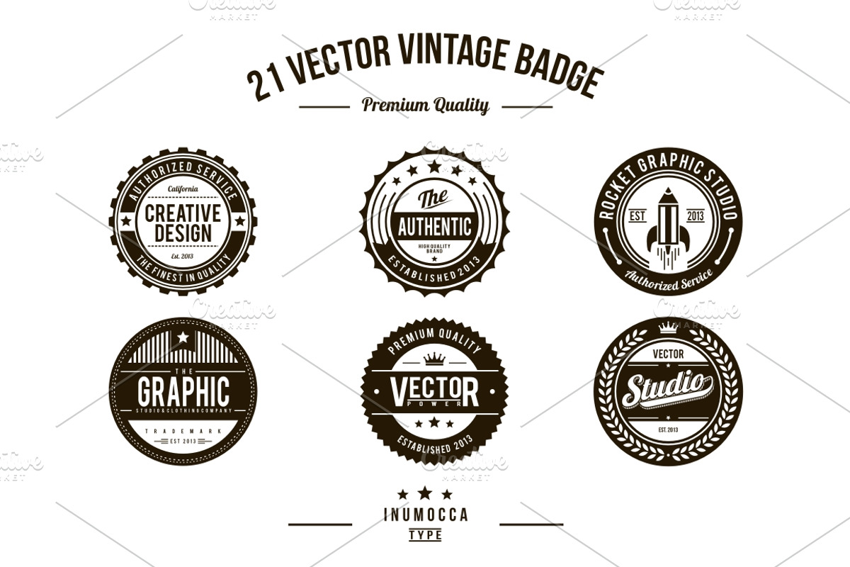 21 Vintage Badges EDITABLE TEXT, a Branding & Logo Template by inumocca_type (Photo 3 of 5)