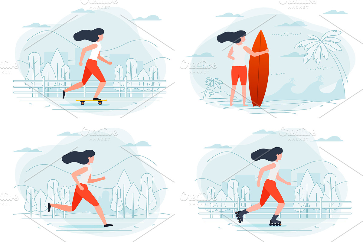 Summer Activities Illustrations Set, a Healthcare Illustration by Tashal (Photo 4 of 8)